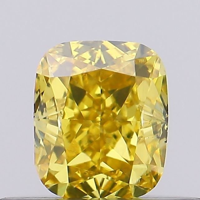 Loose Diamond - CUSHION BRILLIANT 0.4ct Fancy Vivid Yellow SI2: Loose Diamond - CUSHION BRILLIANT 0.4ct Fancy Vivid Yellow SI2 Source: This is a real non-mined Diamond that has been grown in a lab Shape: CUSHION BRILLIANT Carats: 0.4 Color: Fancy Vivid Yellow Cert