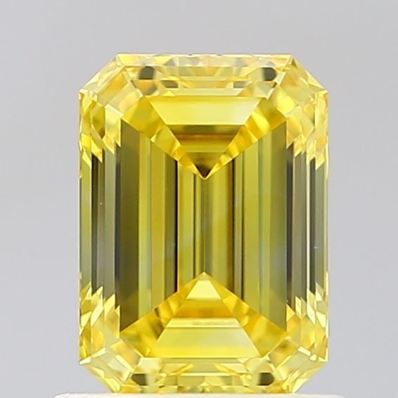 Loose Diamond - EMERALD 1.06ct Fancy Vivid Yellow VS1: Loose Diamond - EMERALD 1.06ct Fancy Vivid Yellow VS1 Source: This is a real non-mined Diamond that has been grown in a lab Shape: EMERALD Carats: 1.06 Color: Fancy Vivid Yellow Certification: IGI Vid