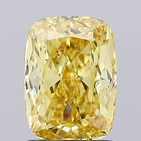 Loose Diamond - CUSHION MODIFIED 1.52ct Fancy Vivid Yellow VS1: Loose Diamond - CUSHION MODIFIED 1.52ct Fancy Vivid Yellow VS1 Source: This is a real non-mined Diamond that has been grown in a lab Shape: CUSHION MODIFIED Carats: 1.52 Color: Fancy Vivid Yellow Cert