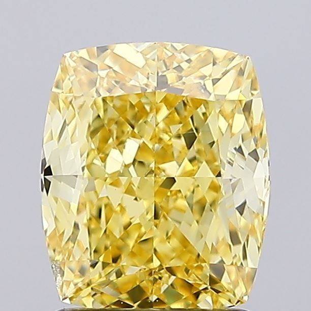 Loose Diamond - CUSHION MODIFIED 2.04ct Fancy Vivid Yellow VS2: Loose Diamond - CUSHION MODIFIED 2.04ct Fancy Vivid Yellow VS2 Source: This is a real non-mined Diamond that has been grown in a lab Shape: CUSHION MODIFIED Carats: 2.04 Color: Fancy Vivid Yellow Cert