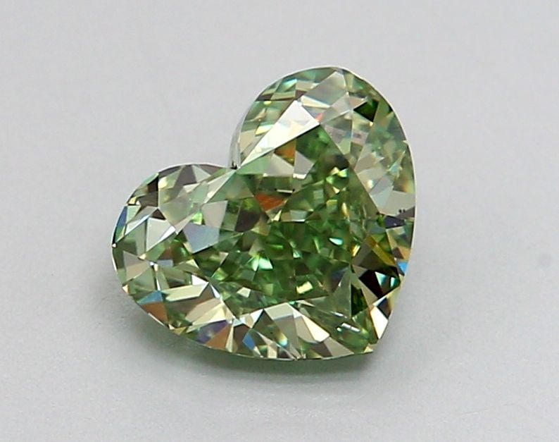 Loose Diamond - HEART 0.91ct Fancy Vivid Green VS2: Loose Diamond - HEART 0.91ct Fancy Vivid Green VS2 Source: This is a real non-mined Diamond that has been grown in a lab Shape: HEART Carats: 0.91 Color: Fancy Vivid Green Certification: IGI Video: