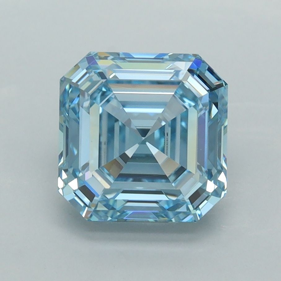 Loose Diamond - ASSCHER 2.52ct Fancy Vivid Blue VVS1: Loose Diamond - ASSCHER 2.52ct Fancy Vivid Blue VVS1 Source: This is a real non-mined Diamond that has been grown in a lab Shape: ASSCHER Carats: 2.52 Color: Fancy Vivid Blue Certification: IGI Video: