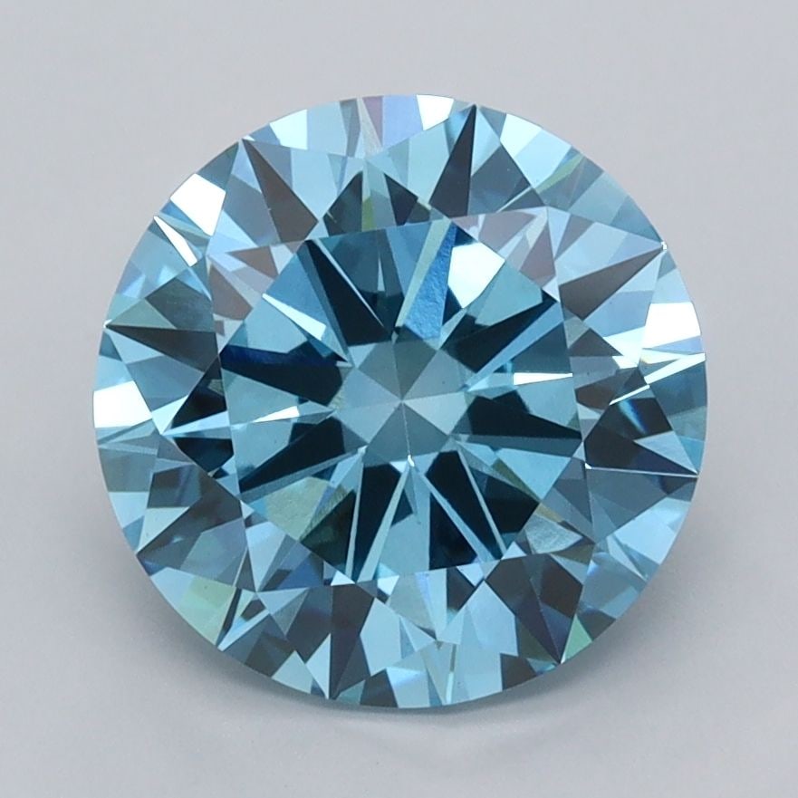 Loose Diamond - ROUND 3.01ct Fancy Vivid Blue VS1: Loose Diamond - ROUND 3.01ct Fancy Vivid Blue VS1 Source: This is a real non-mined Diamond that has been grown in a lab Shape: ROUND Carats: 3.01 Color: Fancy Vivid Blue Certification: IGI Video: