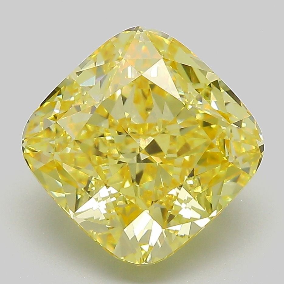 Loose Diamond - CUSHION MODIFIED 5.06ct Fancy Intense Yellow VVS2: Loose Diamond - CUSHION MODIFIED 5.06ct Fancy Intense Yellow VVS2 Source: This is a real non-mined Diamond that has been grown in a lab Shape: CUSHION MODIFIED Carats: 5.06 Color: Fancy Intense Yellow