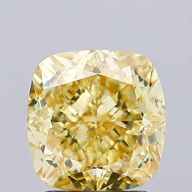 Loose Diamond - CUSHION MODIFIED 2.05ct Fancy Intense Yellow VS1: Loose Diamond - CUSHION MODIFIED 2.05ct Fancy Intense Yellow VS1 Source: This is a real non-mined Diamond that has been grown in a lab Shape: CUSHION MODIFIED Carats: 2.05 Color: Fancy Intense Yellow 