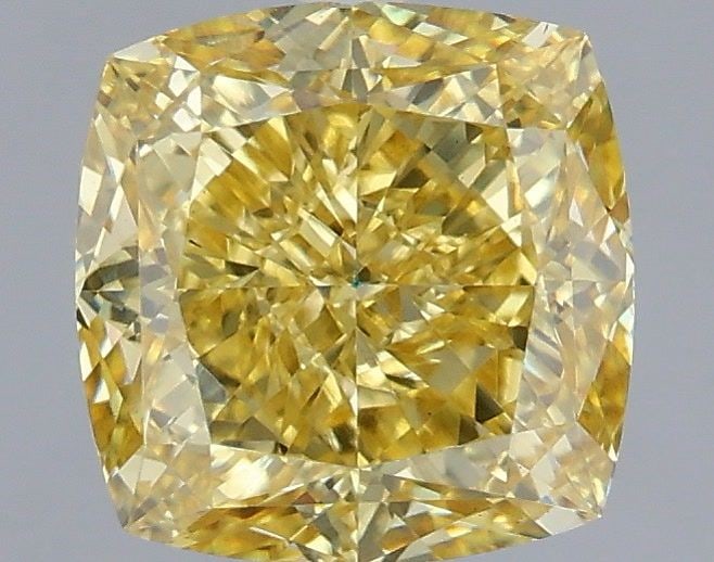 Loose Diamond - CUSHION MODIFIED 2.1ct Fancy Intense Yellow VS2: Loose Diamond - CUSHION MODIFIED 2.1ct Fancy Intense Yellow VS2 Source: This is a real non-mined Diamond that has been grown in a lab Shape: CUSHION MODIFIED Carats: 2.1 Color: Fancy Intense Yellow Ce