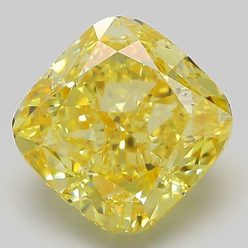 Loose Diamond - CUSHION MODIFIED 4.0ct Fancy Vivid Yellow VVS2: Loose Diamond - CUSHION MODIFIED 4.0ct Fancy Vivid Yellow VVS2 Source: This is a real non-mined Diamond that has been grown in a lab Shape: CUSHION MODIFIED Carats: 4.0 Color: Fancy Vivid Yellow Certi