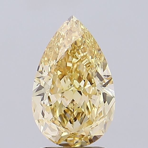 Loose Diamond - PEAR 2.37ct Fancy Yellow VVS2: Loose Diamond - PEAR 2.37ct Fancy Yellow VVS2 Source: This is a real non-mined Diamond that has been grown in a lab Shape: PEAR Carats: 2.37 Color: Fancy Yellow Certification: IGI Video: