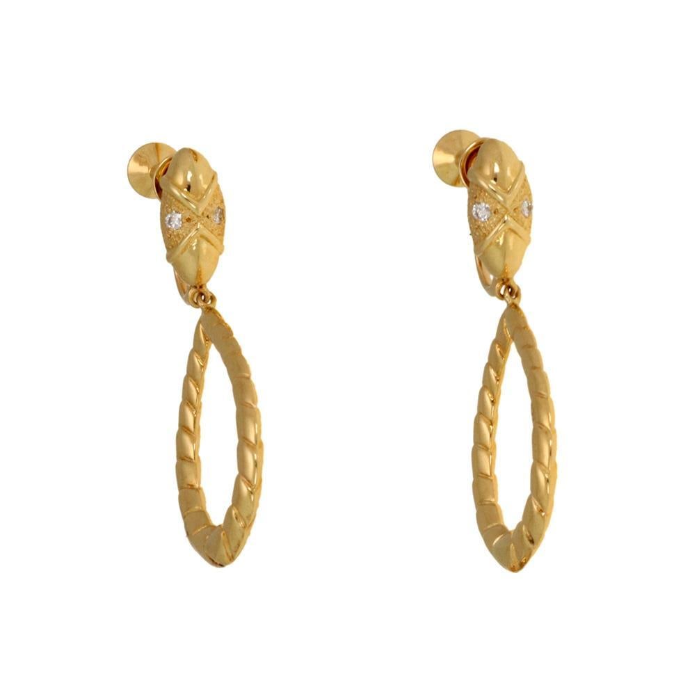 Mikimoto 18k Yellow Gold Diamond Hoop Dangle Earrings G VS1 (1 of 5)