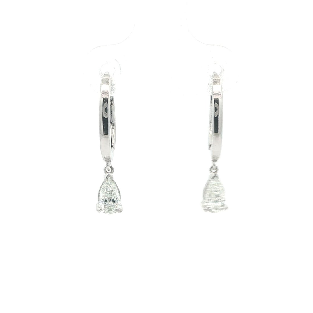 GIA Certified 14k White Gold Diamond Pear Shaped Dangle Hoop Earrings 0.60ctw (1 of 14)
