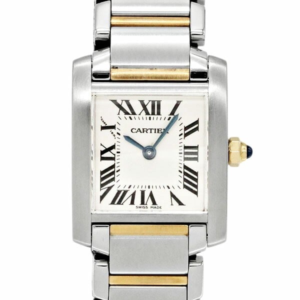 Cartier Tank Francaise Ladies Quartz Wristwatch Stainless Steel Gold Tone: Cartier Tank Francaise Ladies Quartz Wristwatch Stainless Steel Gold Tone This Cartier Tank Francaise SM W51007Q4 is a stylish ladies' wristwatch crafted from stainless steel and yellow gold. Featurin