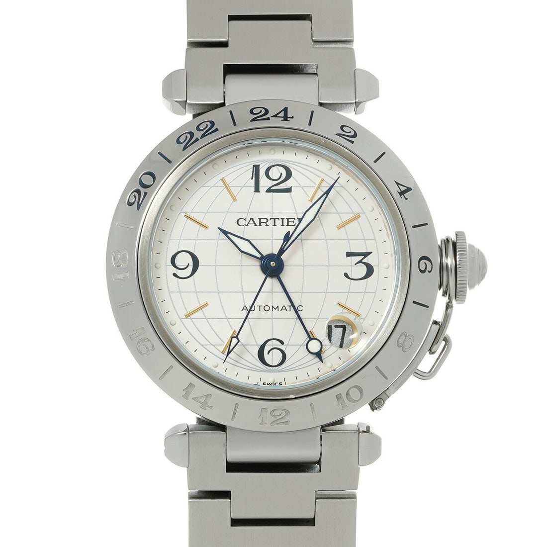 Cartier W31029M7 Pasha C Meridian GMT automatic unisex wristwatch (1 of 6)