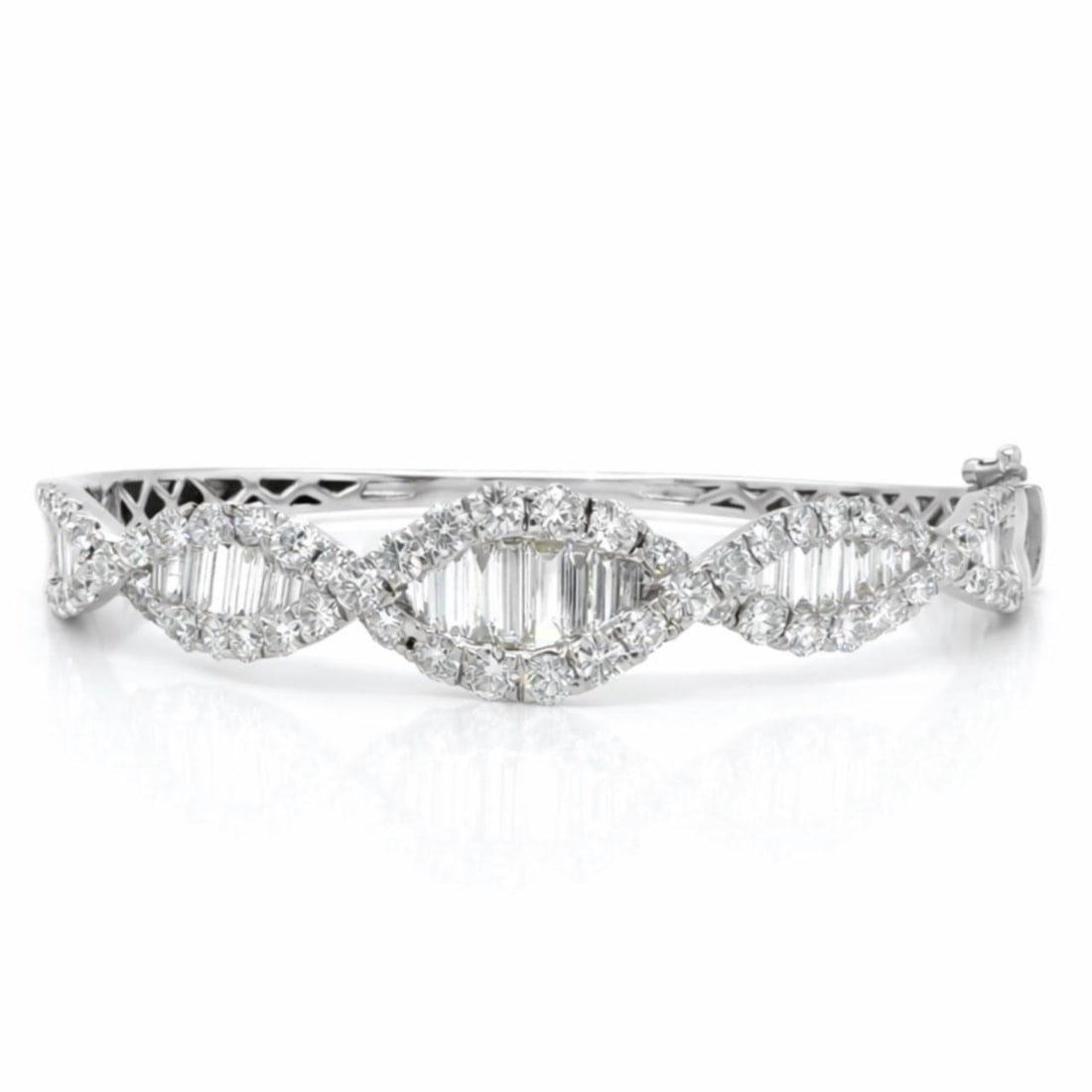 Diamond Bangle Bracelet 18K White Gold 6.50 Carat Total Weight (1 of 3)