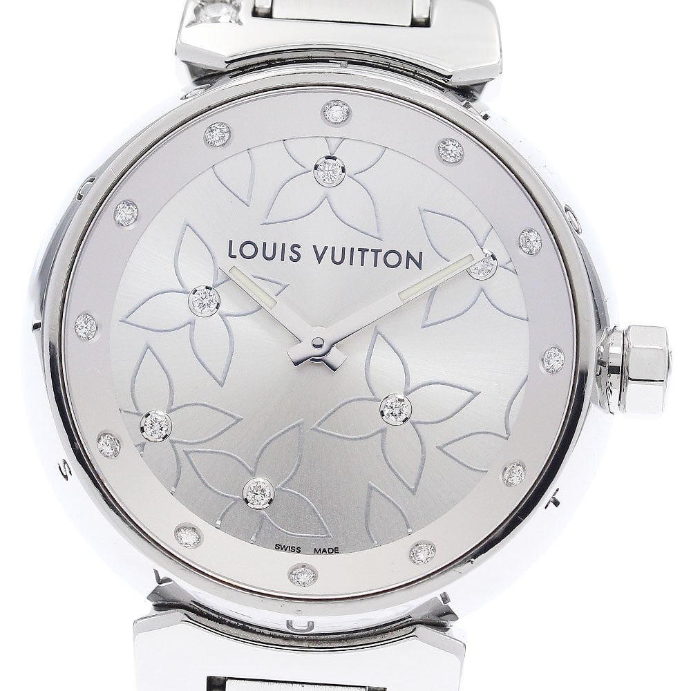 Louis Vuitton Tambour Lovely Q131F Womens Quartz Diamond Wristwatch: Louis Vuitton Tambour Lovely Q131F Womens Quartz Diamond Wristwatch Pre-owned Louis Vuitton Tambour Lovely Diamond women's wristwatch with quartz movement. This Swiss-made watch is identified by model