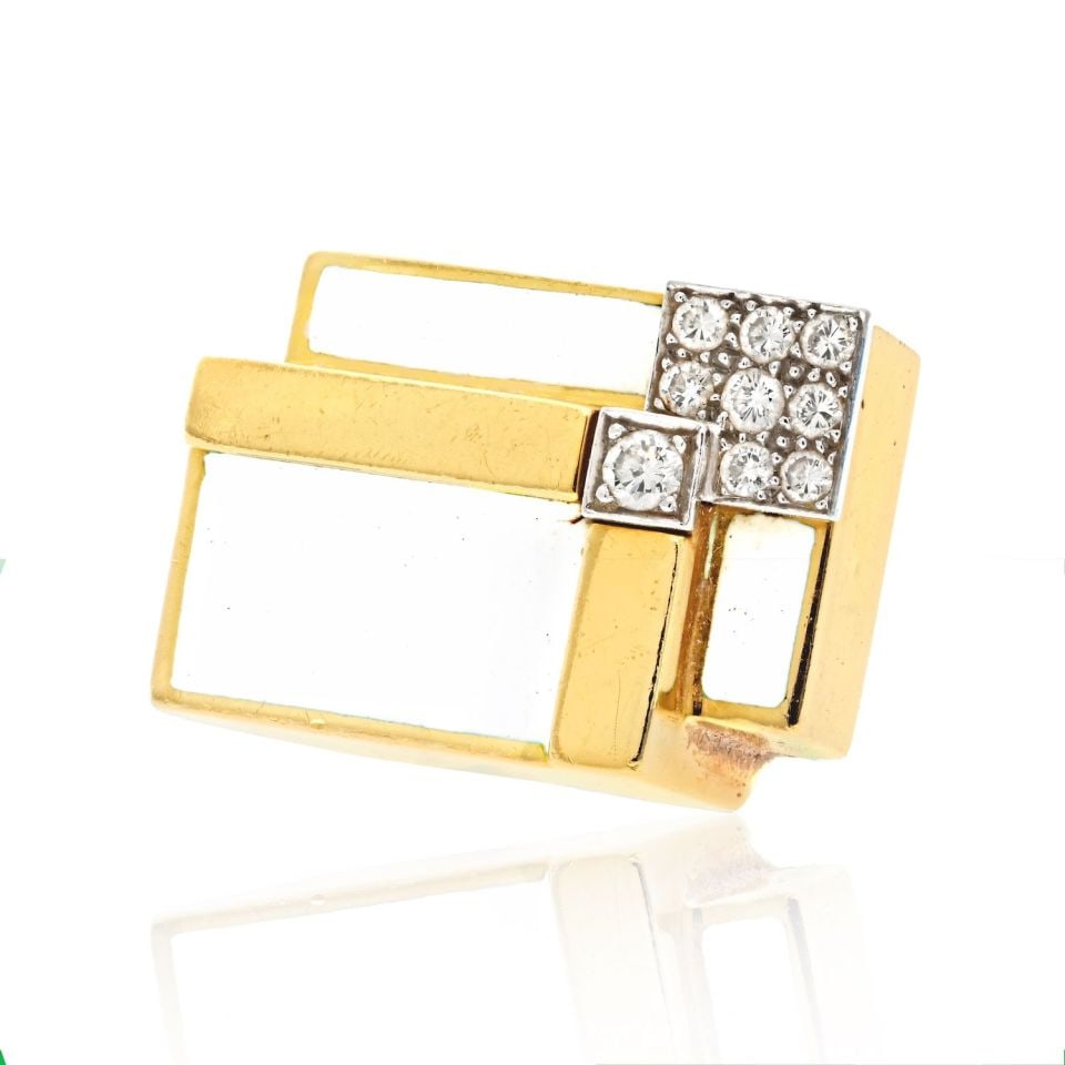 David Webb Geometric Diamond Ring in Platinum & 18K Yellow Gold (1 of 4)