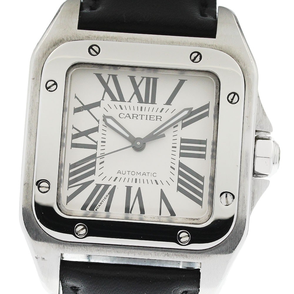 Cartier Santos 100 Automatic Stainless Steel Silver Dial Wristwatch (1 of 6)