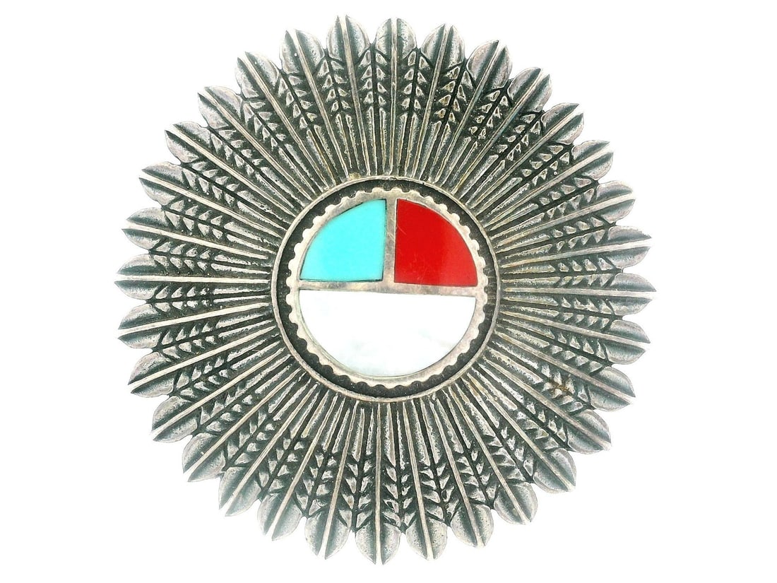 Vintage Sterling Silver Multi-Stone Arrows Pendant Brooch Turquoise Coral (1 of 5)