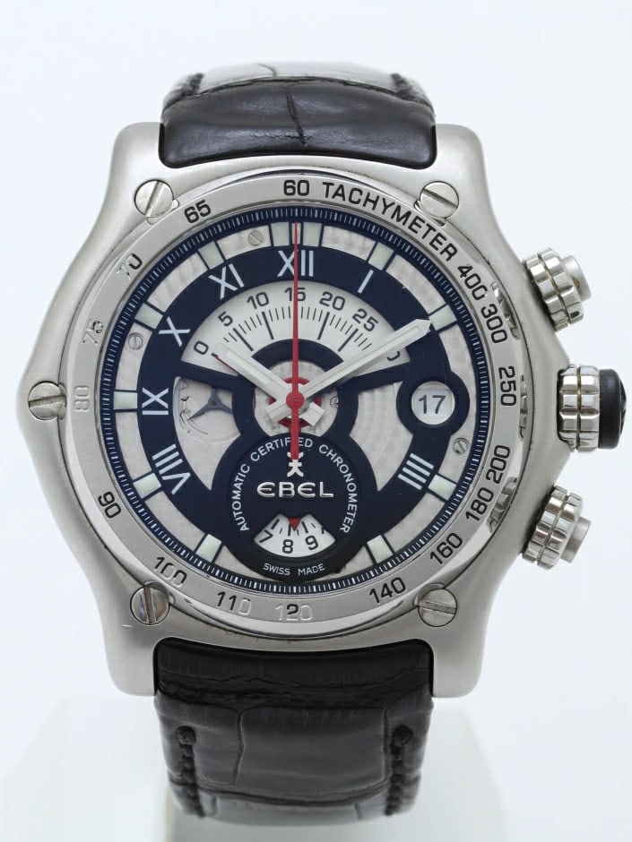 Ebel 1911BTR 9139L72 Chronograph Stainless Steel Leather Wristwatch (1 of 8)