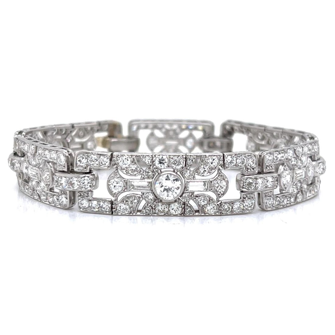 Art Deco Platinum Bracelet 12.50 Ct Diamonds 228 Stones (1 of 3)