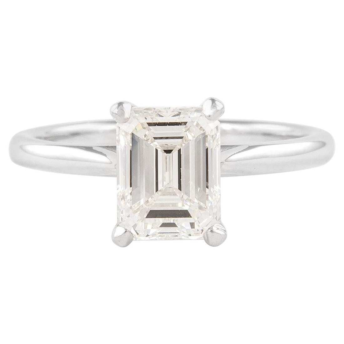 GIA Certified 1.70ct Emerald Cut Diamond Engagement Ring in 14k White Gold: GIA Certified 1.70ct Emerald Cut Diamond Engagement Ring in 14k White Gold This stunning contemporary engagement ring features a 1.70 carat emerald cut diamond, certified by GIA with I color and VS1 c
