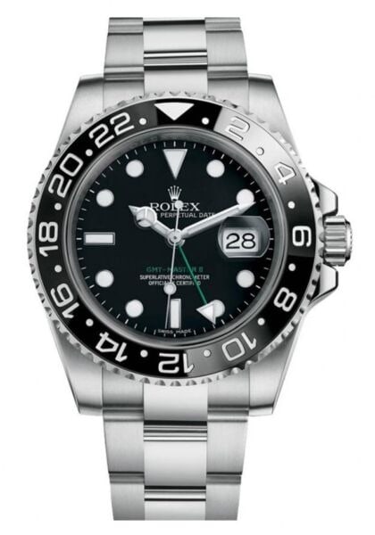 Rolex 116710LN GMT-Master II Mens Watch Black Dial Oyster Bracelet: Rolex 116710LN GMT-Master II Mens Watch Black Dial Oyster Bracelet Rolex GMT-Master II wristwatch featuring a black dial, ceramic bezel, and Oyster bracelet. This men's watch is reference 116710LN and