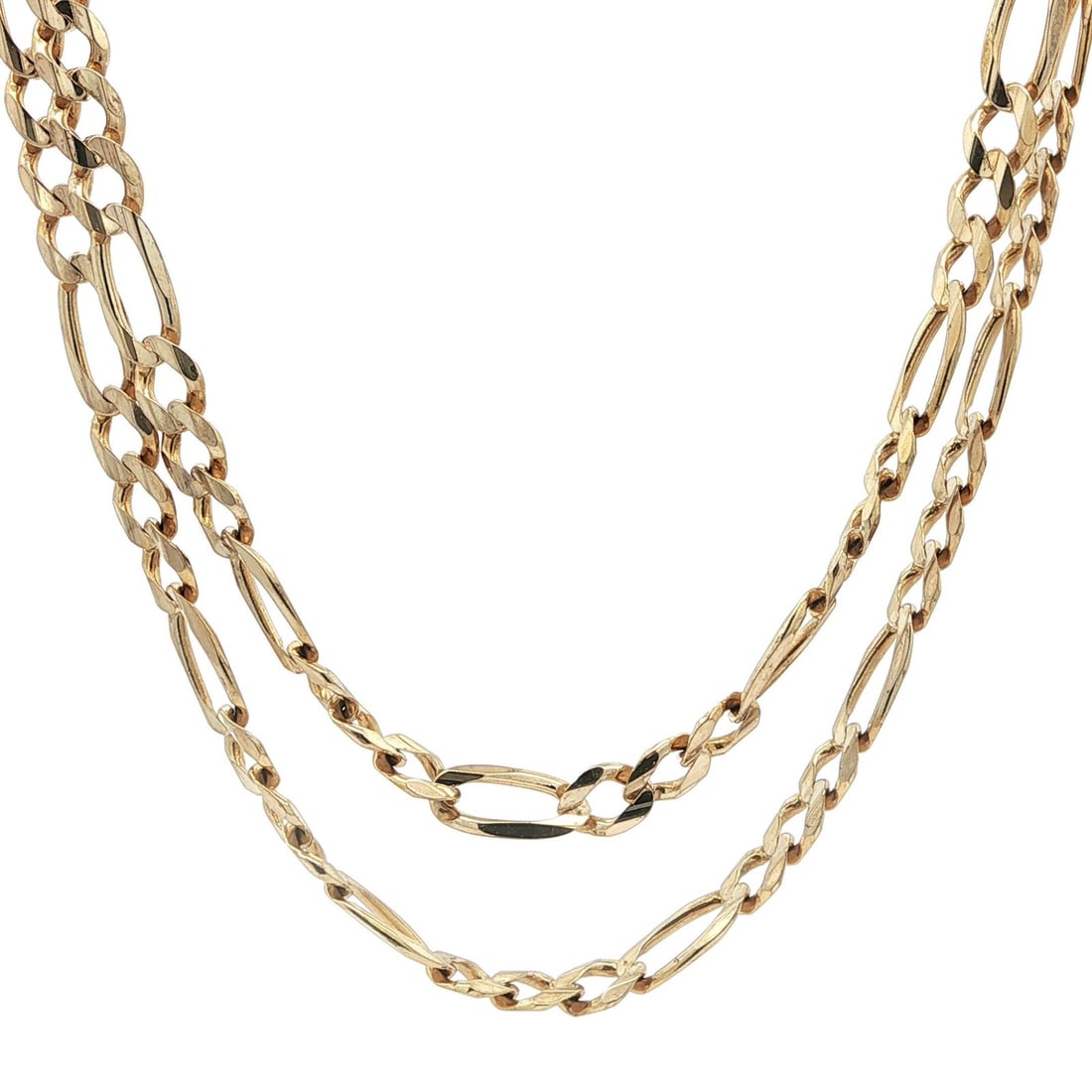 Italian 14k Yellow Gold 4.6mm Figaro Chain Necklace for Men 22 Inch: Italian 14k Yellow Gold 4.6mm Figaro Chain Necklace for Men 22 Inch This men's classic Figaro link chain necklace is crafted from solid 14k yellow gold and features a 4.6mm width. The chain measures 2