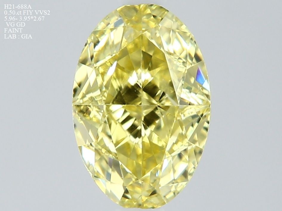 Loose Diamond - OVAL 0.5ct Fancy Intense Yellow VVS2: Loose Diamond - OVAL 0.5ct Fancy Intense Yellow VVS2 Source: Natural Shape: OVAL Carats: 0.5 Color: Fancy Intense Yellow Certification: GIA Video:
