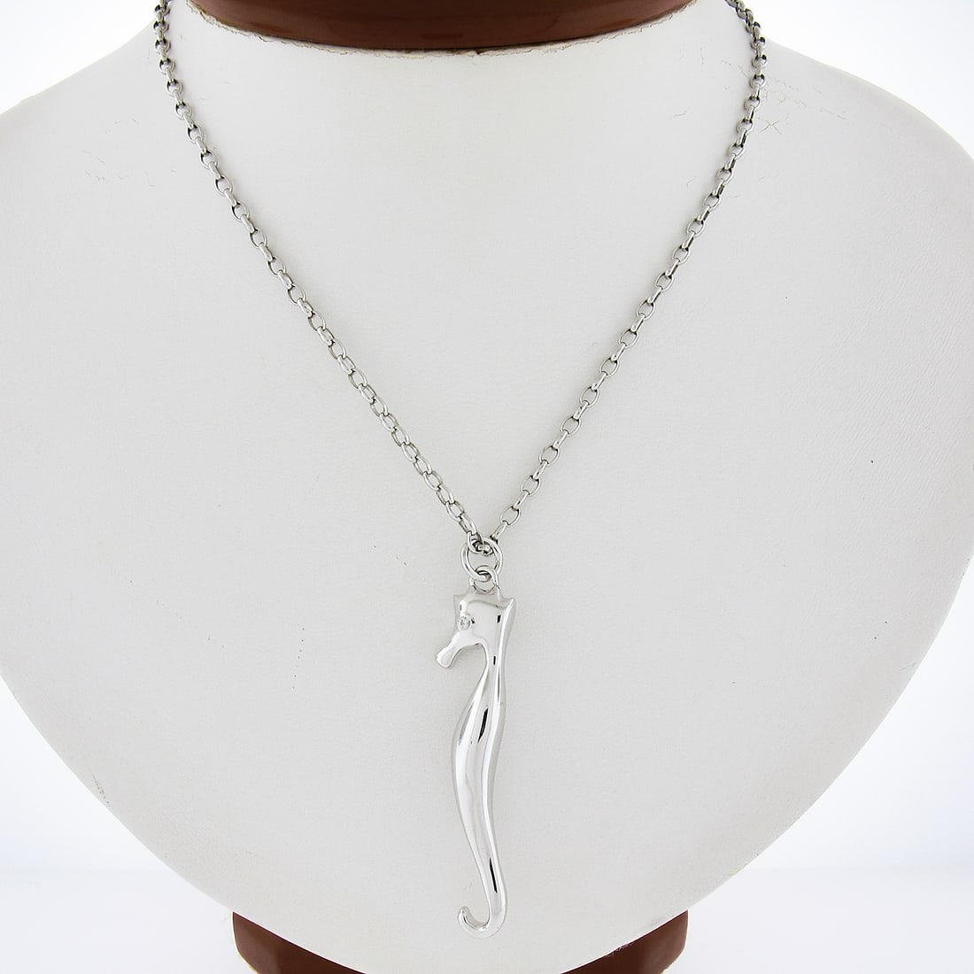Sterling Silver Sea Horse Charm Pendant with 31 Inch Rolo Link Necklace (1 of 6)