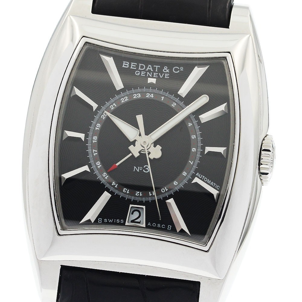BEDAT Co No 3 GMT Date Automatic Men's Wristwatch: BEDAT Co No 3 GMT Date Automatic Men's Wristwatch This BEDAT&Co. No.3 Date GMT Automatic men's wristwatch features Swiss craftsmanship and an automatic movement. Designed for men, this pre-owned timep