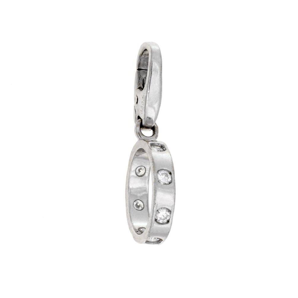 Cartier Love Mini Pendant 7 Diamond 18k White Gold Charm: Cartier Love Mini Pendant 7 Diamond 18k White Gold Charm This exquisite mini oval ring charm or pendant from Cartier's LOVE collection is a stunning piece crafted from 18k white gold with a high polis