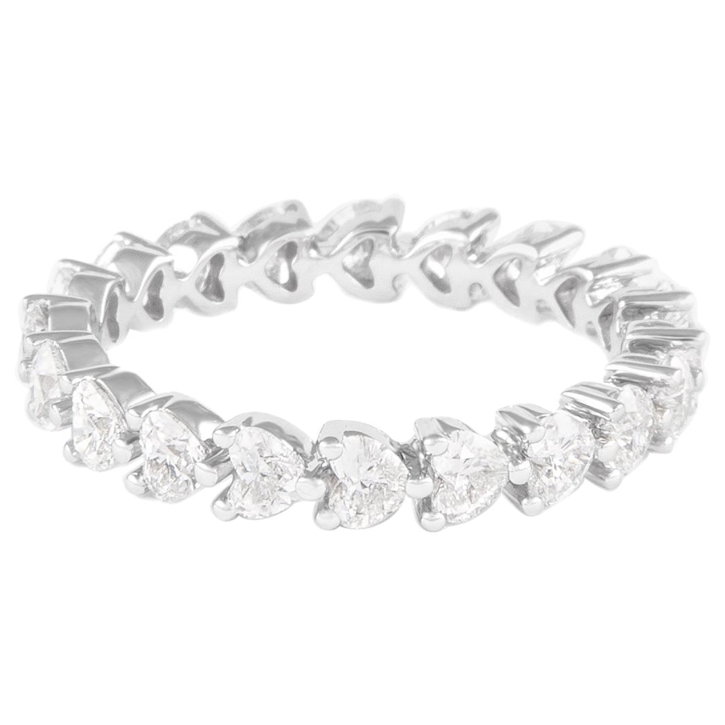 1.85ct Heart Diamond Eternity Band 18k White Gold: 1.85ct Heart Diamond Eternity Band 18k White Gold This exquisite heart-shaped diamond eternity band features 20 brilliant diamonds totaling 1.85 carats, showcasing D-F color and VVS2/VS1 clarity. Craf