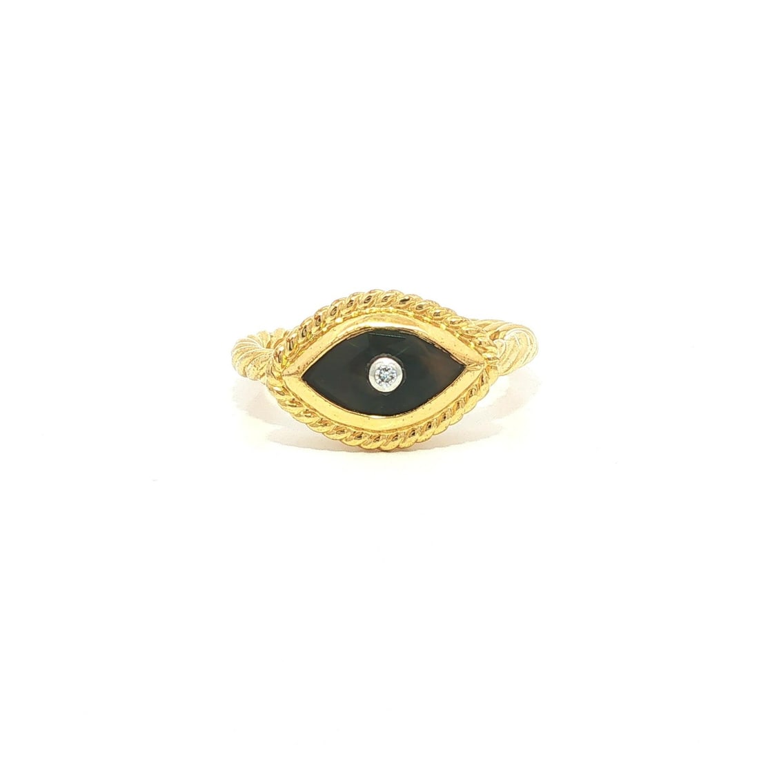 Gold Plated Sterling Silver Band Ring Smokey Quartz Diamond Eye Size 6: Gold Plated Sterling Silver Band Ring Smokey Quartz Diamond Eye Size 6 Gold plated sterling silver band ring featuring a marquise-cut natural smokey quartz and one round brilliant-cut natural diamond 