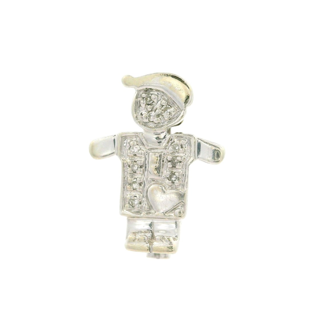 14k White Gold 0.02ctw Diamond Pave Charm Pendant Slide: 14k White Gold 0.02ctw Diamond Pave Charm Pendant Slide This exquisite enhancer pendant slide charm is crafted from solid 14k white gold, featuring a stunning arrangement of (10) natural, genuine diam