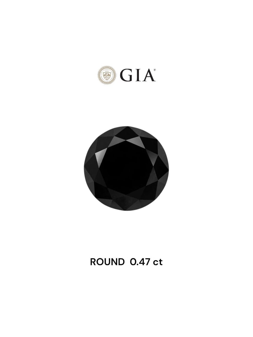 Loose Diamond - ROUND 0.47ct Fancy Black VVS2: Loose Diamond - ROUND 0.47ct Fancy Black VVS2 Source: Natural Shape: ROUND Carats: 0.47 Color: Fancy Black Certification: GIA The Diamond Depot Guarantee: All items in this auction are guaranteed to b