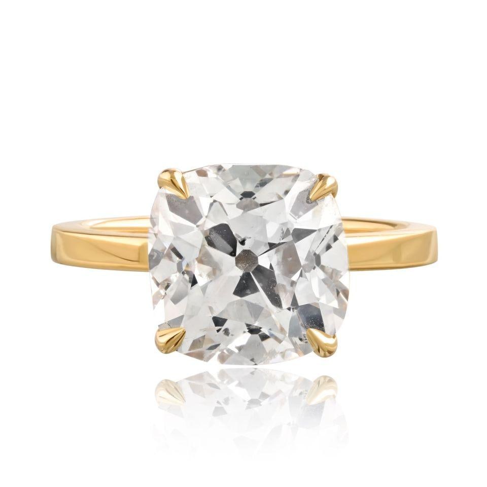 Vintage 14K Yellow Gold Ring with 4.74ct Old Mine Cut Diamond GIA K SI2 (1 of 7)