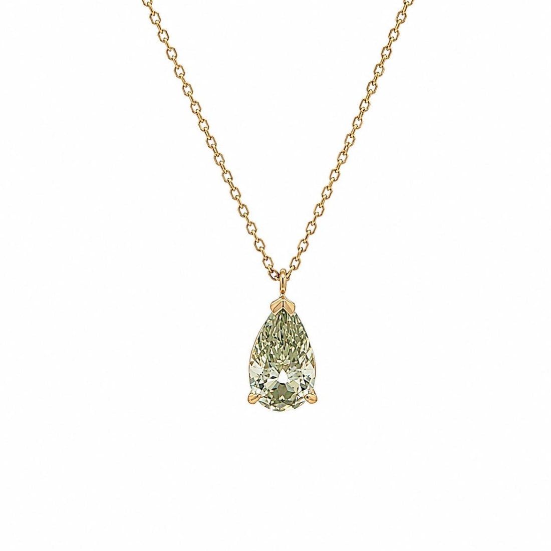 14k Yellow Gold Pear Diamond Pendant Necklace 1.20ct Solitaire: 14k Yellow Gold Pear Diamond Pendant Necklace 1.20ct Solitaire This elegant necklace features a genuine old pear cut diamond solitaire, prong set in solid 14k yellow gold. The fancy brownish yellow di