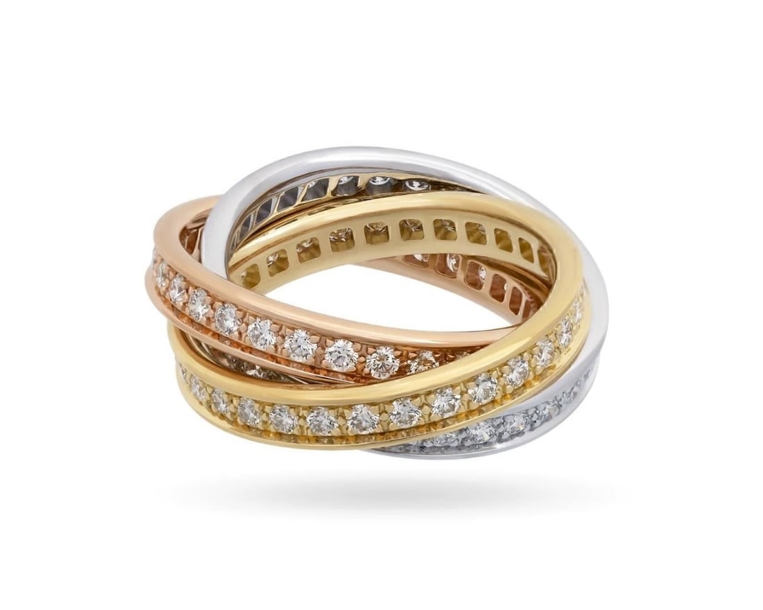 Cartier Trinity diamond ring in 18K tri color gold with certificate size 52 5.5 (1 of 10)