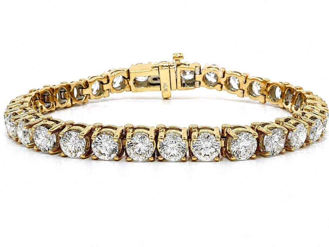 14k Yellow Gold Diamond Tennis Bracelet 12.8ctw 6.75 in (1 of 14)