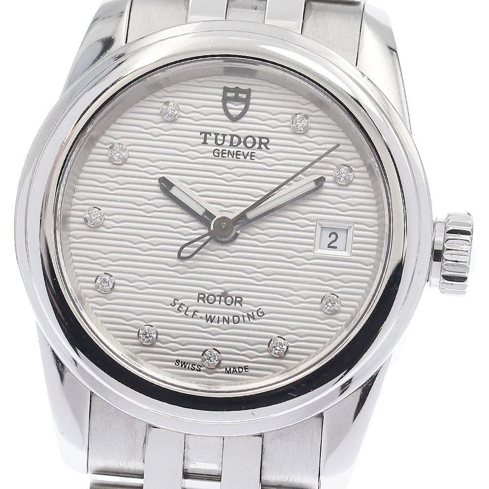 TUDOR Glamour Date Automatic Women's Diamond Watch 10P: TUDOR Glamour Date Automatic Women's Diamond Watch 10P This pre-owned TUDOR 51000 Glamour Date women's wristwatch features a Swiss-made automatic movement and a refined design. The watch is adorned wi