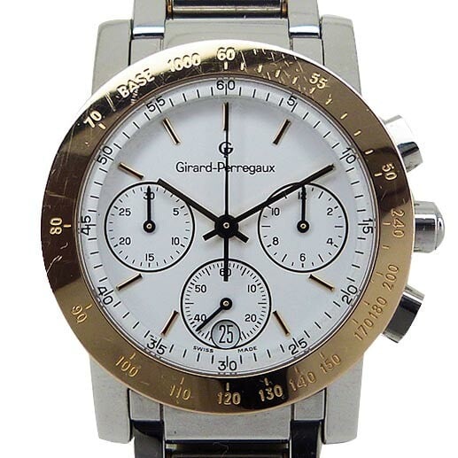 Girard Perregaux GP7001 Quartz Chronograph Steel Pink Gold Watch: Girard Perregaux GP7001 Quartz Chronograph Steel Pink Gold Watch This Girard Perregaux GP7001 Chronograph men's wristwatch features a stainless steel and pink gold case with a white dial. It is equipp