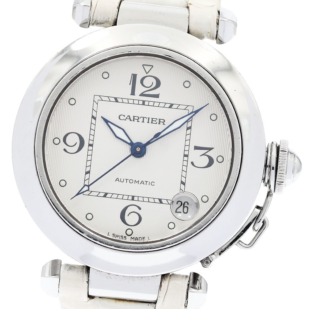 Cartier Pasha C Automatic Date Boys Watch with Box: Cartier Pasha C Automatic Date Boys Watch with Box This is a pre-owned Cartier Pasha C W3106199 wristwatch featuring an automatic movement and a date display. The watch has a silver dial and comes wit