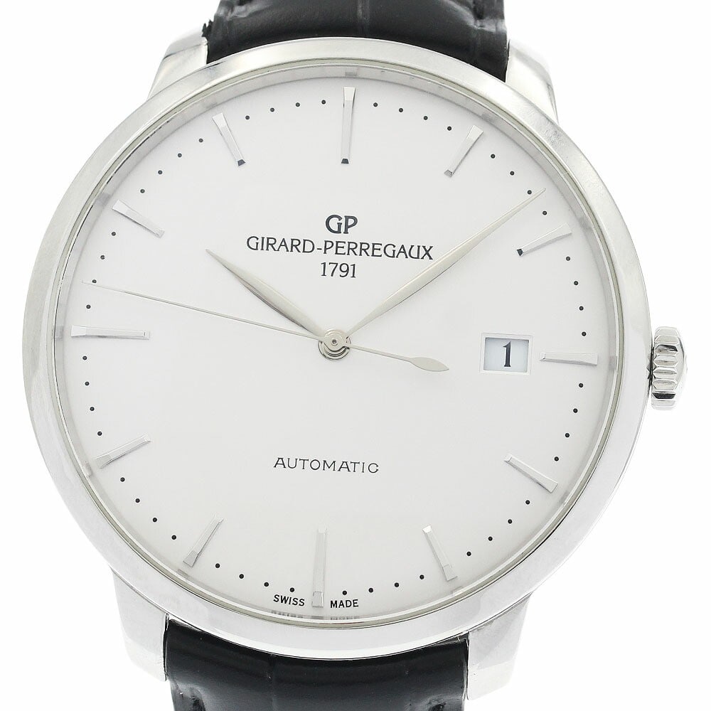 Girard Perregaux 1966 Automatic Date Men's Wristwatch 49551: Girard Perregaux 1966 Automatic Date Men's Wristwatch 49551 This pre-owned Girard Perregaux 1966 Date men's wristwatch features a stainless steel case paired with a leather strap. The watch is equippe