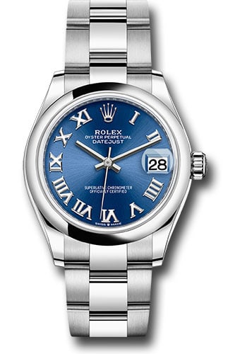 Rolex 278240 Datejust 31 Ladies Watch Blue Roman Dial Oyster Bracelet: Rolex 278240 Datejust 31 Ladies Watch Blue Roman Dial Oyster Bracelet Rolex Datejust 31 wristwatch featuring a blue Roman dial, smooth bezel, and Oyster bracelet. This ladies model is reference 278240
