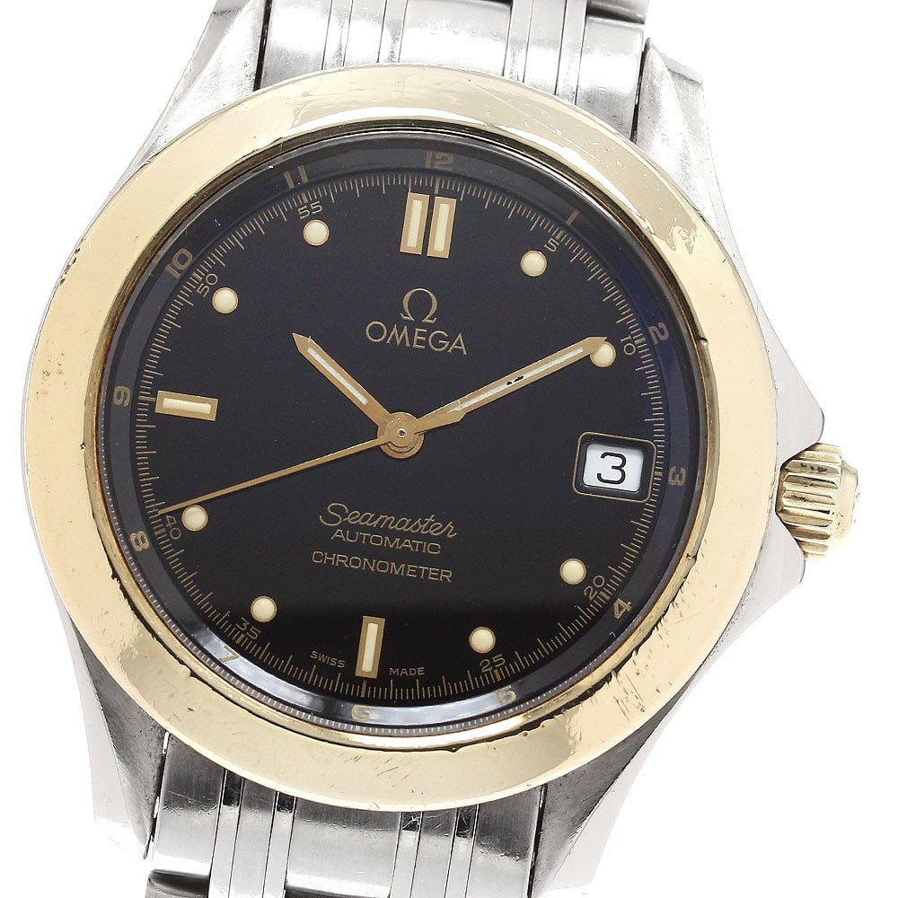 OMEGA Seamaster 120 2401.50 Mens Wristwatch YG Bezel Date: OMEGA Seamaster 120 2401.50 Mens Wristwatch YG Bezel Date Omega Seamaster 120 men's wristwatch with a date function and yellow gold bezel. Swiss-made and offered in pre-owned condition. Specifications