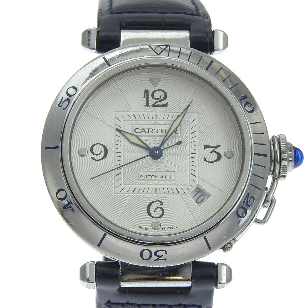 Cartier Pasha 38 Stainless Steel Automatic Men's Wristwatch Silver: Cartier Pasha 38 Stainless Steel Automatic Men's Wristwatch Silver This is a Cartier Pasha 38 W3103755 men's wristwatch crafted from stainless steel with automatic movement. The watch features a silve