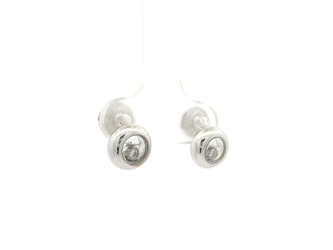 Chopard Happy Diamond Round Stud Earrings 18k White Gold (1 of 12)