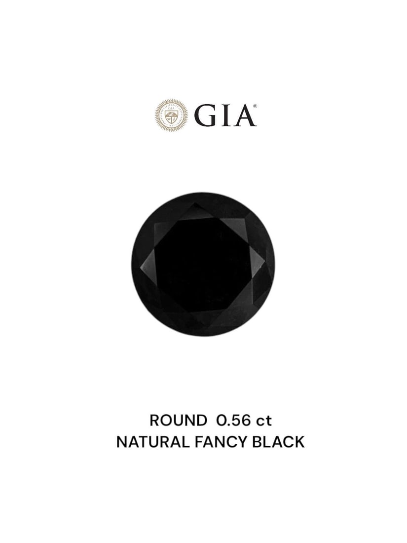 Loose Diamond - ROUND 0.56ct Fancy Black VVS2: Loose Diamond - ROUND 0.56ct Fancy Black VVS2 Source: Natural Shape: ROUND Carats: 0.56 Color: Fancy Black Certification: GIA Video: