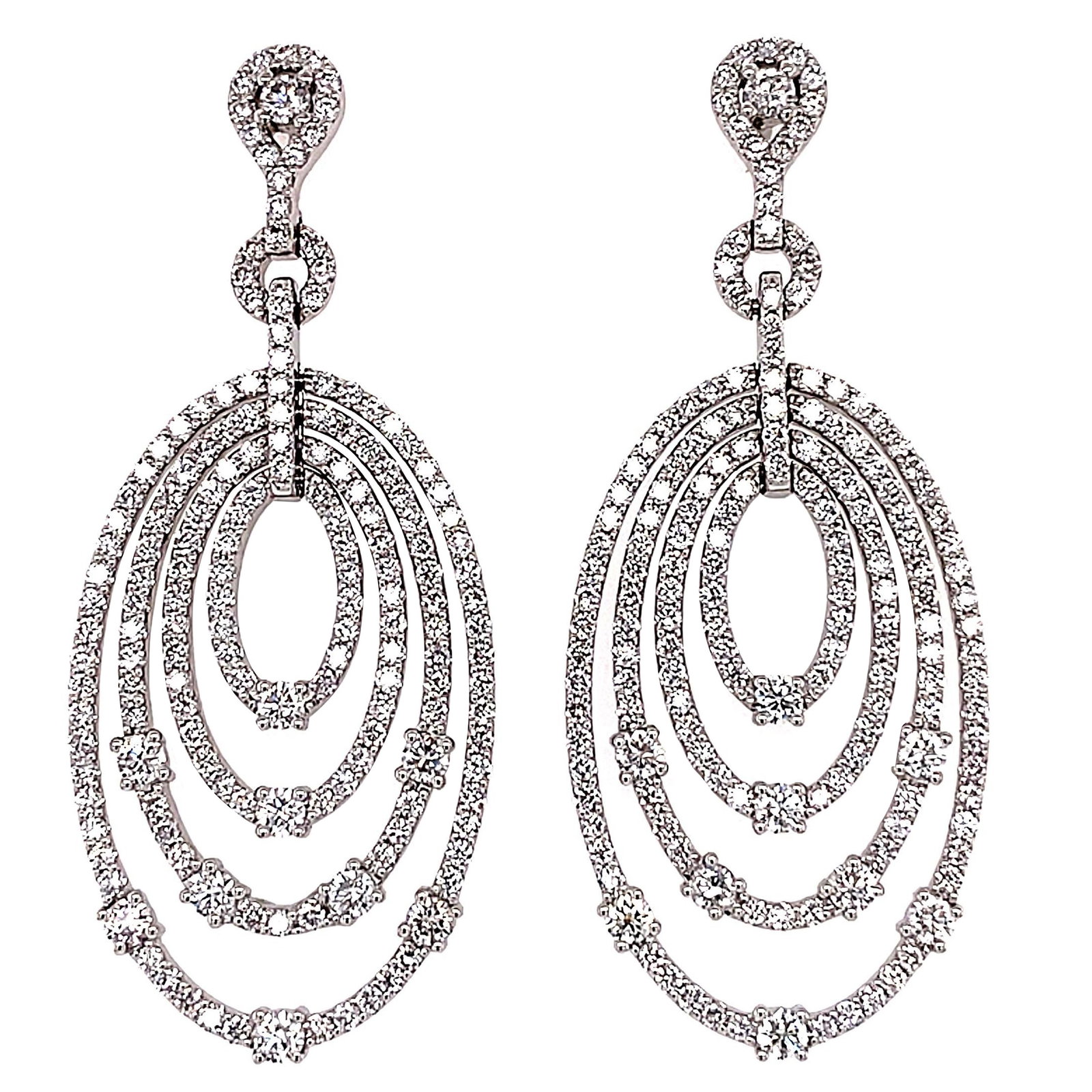 3.71ct Diamond Earrings 14k White Gold Contemporary: 3.71ct Diamond Earrings 14k White Gold Contemporary Make a statement with these exquisite 3.71ct Diamond Chandelier Rain Drop Earrings, featuring a stunning design crafted in 14k white gold. Each earr