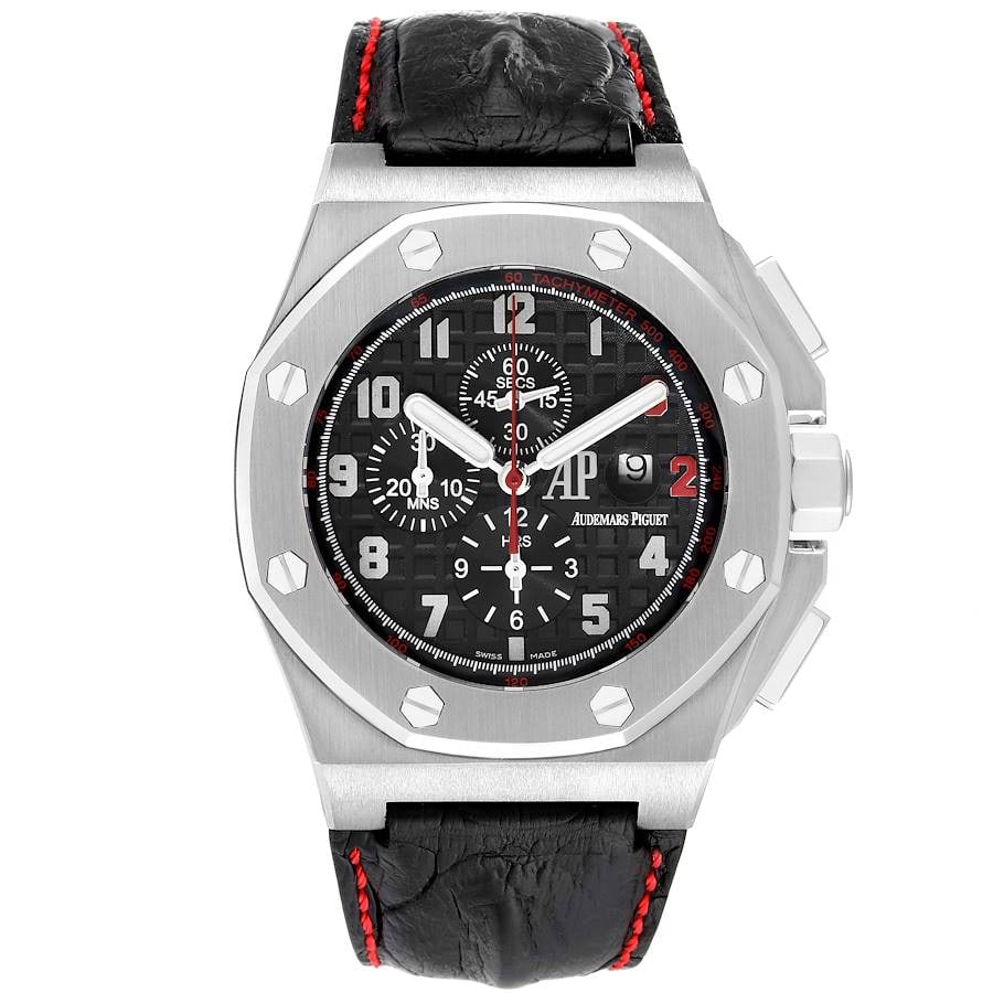 Royal Oak Offshore Shaquille O'Neal Edition Watch Black Mega Tapisserie Dial Leather: Royal Oak Offshore Shaquille O'Neal Edition Watch Black Mega Tapisserie Dial Leather This Audemars Piguet Royal Oak Offshore Shaquille O'Neal Special Limited Edition showcases a black dial featuring a