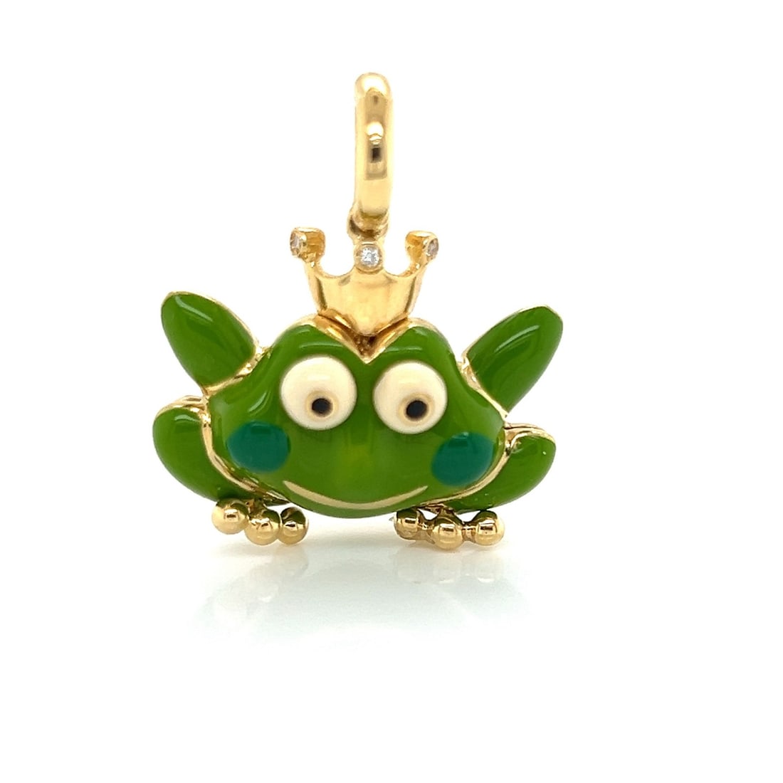 Aaron Basha Frog Charm Pendant 18K Yellow Gold Enamel Diamond Accent (1 of 8)